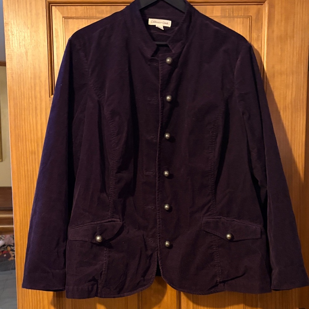 Coldwater Creek Women's Deep Purple Military Jacket corduroy